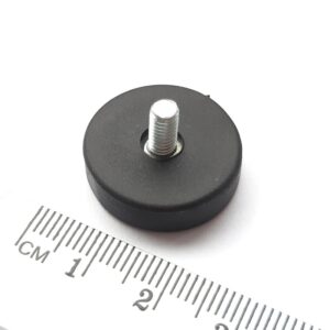 Topfmagnet mit Gewindezapfen, 22x6 mm, gummiert