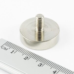 Topfmagnet mit Gewindezapfen, 25x7 mm
