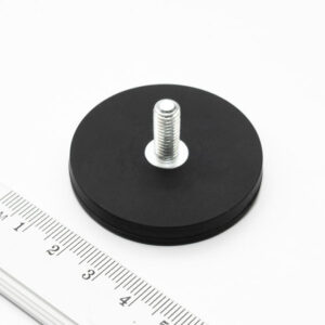 Topfmagnet mit Gewindezapfen, 43x6 mm, gummiert