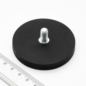 Topfmagnet mit Gewindezapfen, 66x8,5 mm, gummiert