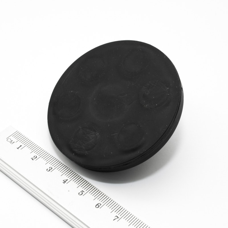 Topfmagnet mit Gewindezapfen, 66x8,5 mm, gummiert