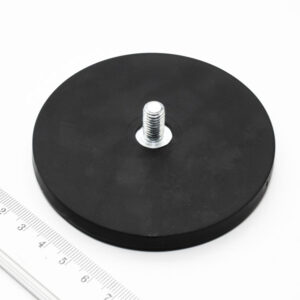 Topfmagnet mit Gewindezapfen, 88x8,5 mm, gummiert