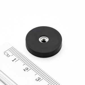Topfmagnet mit Innengewinde, 22x6 mm, gummiert