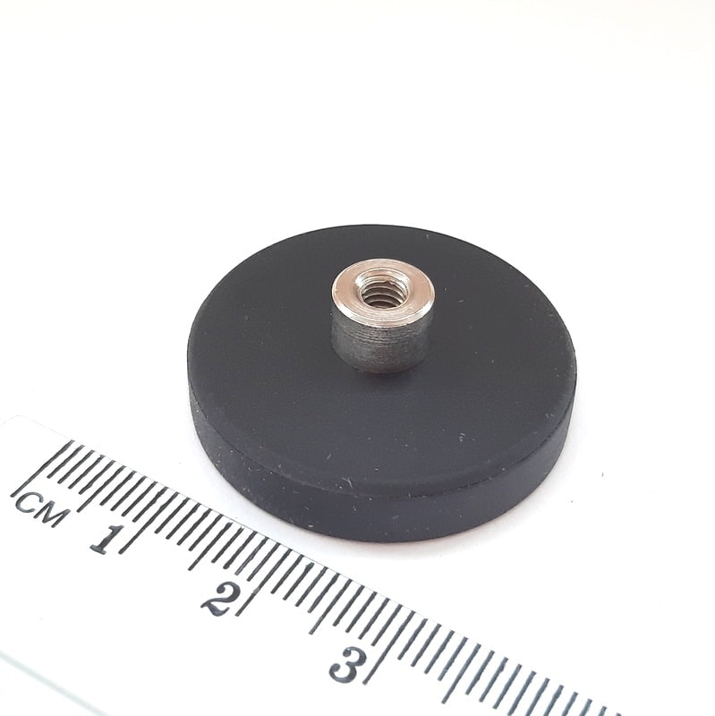 Topfmagnet mit Innengewinde, 31x6 mm, gummiert