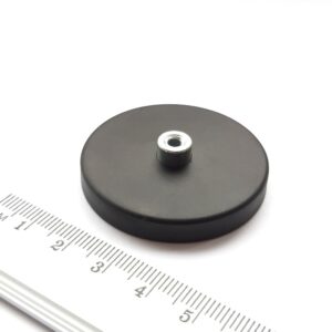 Topfmagnet mit Innengewinde, 43x6 mm, gummiert