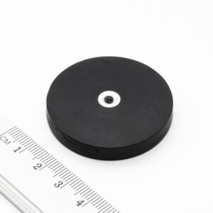 Topfmagnet mit Innengewinde, 43x6 mm, gummiert