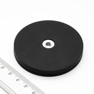 Topfmagnet mit Innengewinde, 66x8,5 mm, gummiert