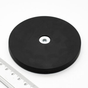 Topfmagnet mit Innengewinde, 88x8,5 mm, gummiert