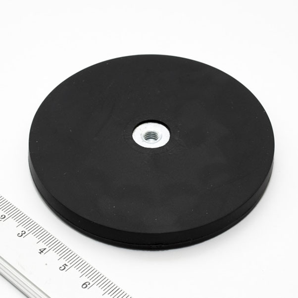 Topfmagnet mit Innengewinde, 88x8,5 mm, gummiert