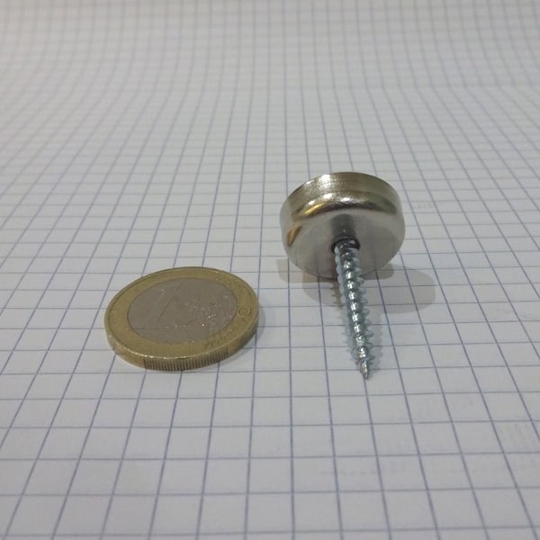 Topfmagnet mit Schraubloch, 20x6 mm