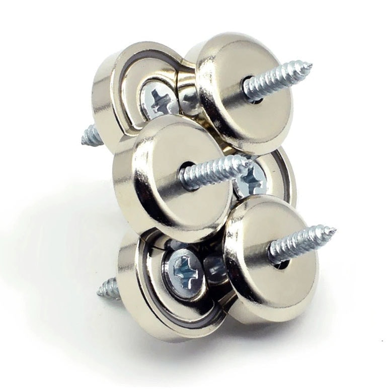 Topfmagnet mit Schraubloch, 20x6 mm