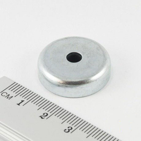Topfmagnet mit Schraubloch, 25x7 mm (Ferrit)