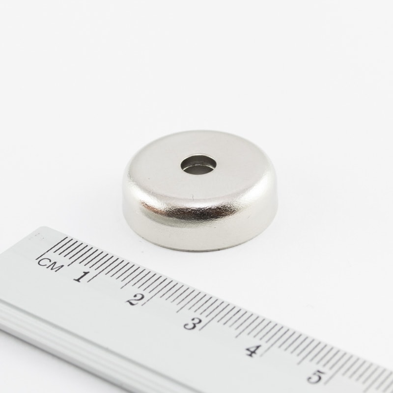 Topfmagnet mit Schraubloch, 25x8 mm