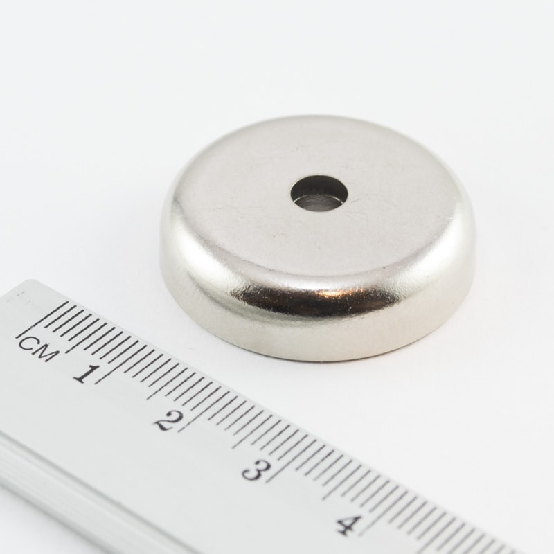 Topfmagnet mit Schraubloch, 32x8 mm
