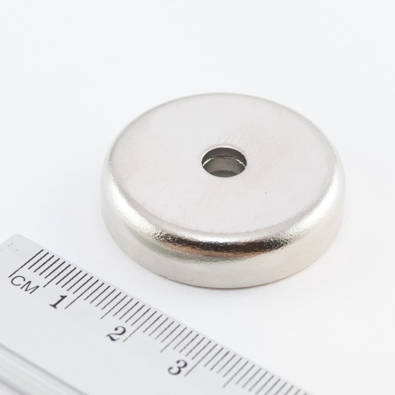 Topfmagnet mit Schraubloch, 36x8 mm