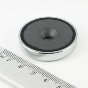 Topfmagnet mit Schraubloch, 40x8 mm (Ferrit)