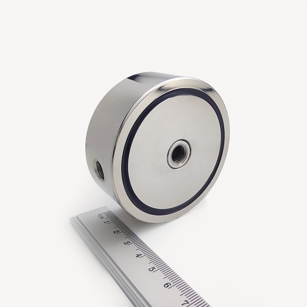 Topfmagnet mit Innengewinde durch den gesamten Magneten, 74x28 mm, doppelseitig