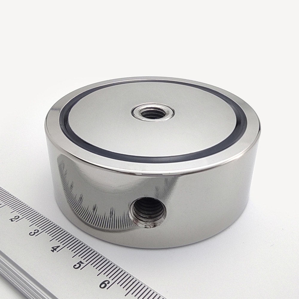 Topfmagnet mit Innengewinde durch den gesamten Magneten, 74x28 mm, doppelseitig