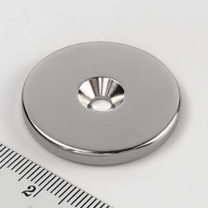 Neodym-Magnet, Scheibe, 34x4 mm, mit Loch M4