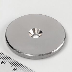 Neodym-Magnet, Scheibe, 42x4 mm, mit Loch M4