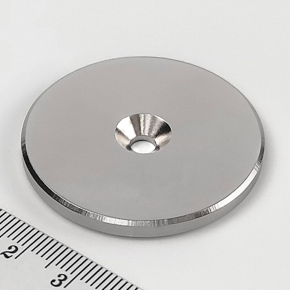 Neodym-Magnet, Scheibe, 42x4 mm, mit Loch M4
