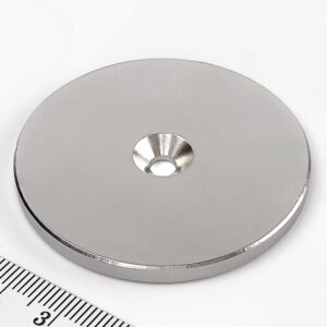 Neodym-Magnet, Scheibe, 50x4 mm, mit Loch M4