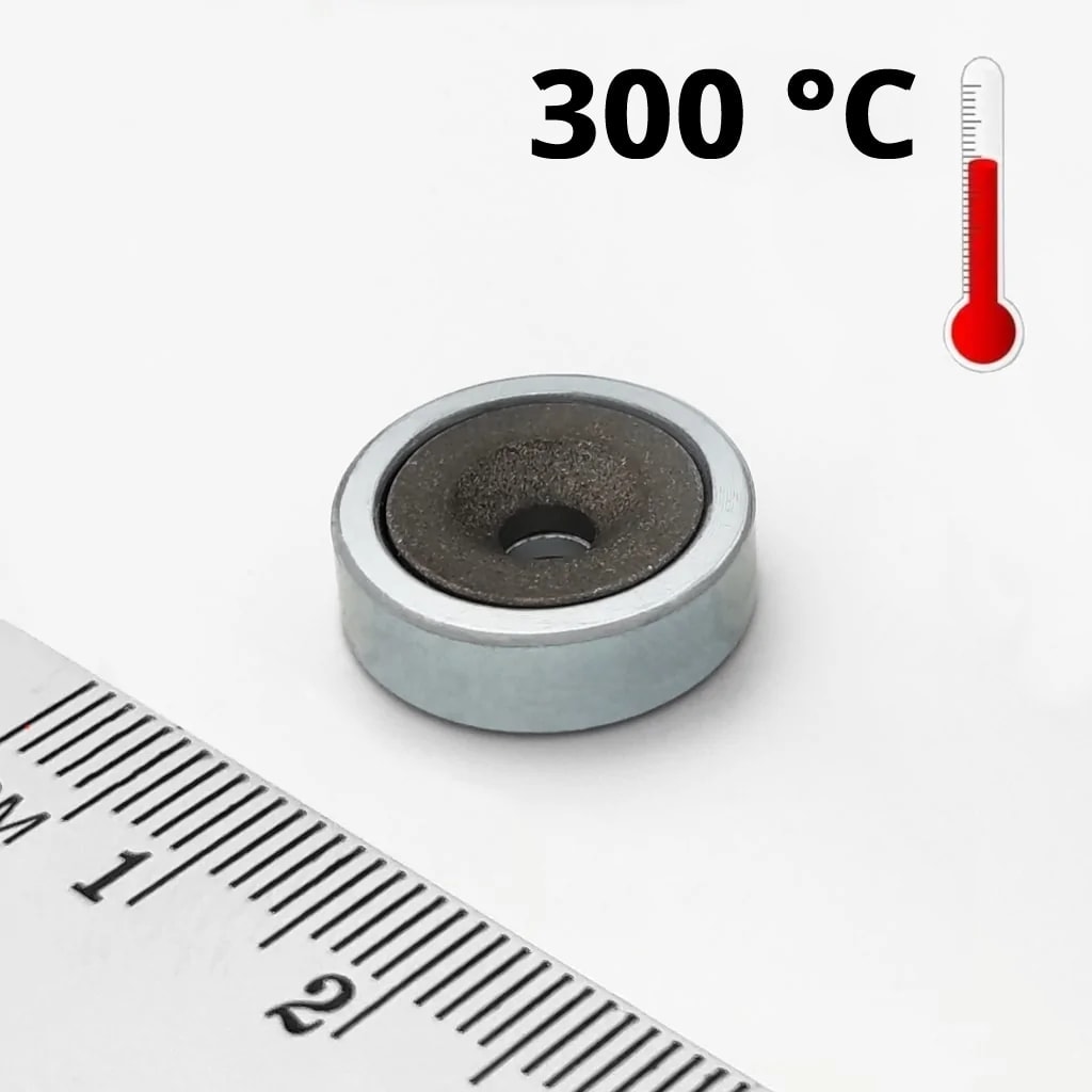 Topfmagnet mit Schraubloch, 16x6 mm (SmCo)