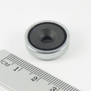Topfmagnet mit Schraubloch, 20x6 mm (Ferrit)