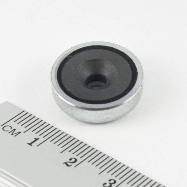 Topfmagnet mit Schraubloch, 20x6 mm (Ferrit)