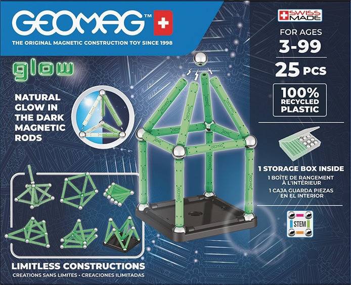 Magnetisches Bauset Geomag Glow recycelt, 25 Teile