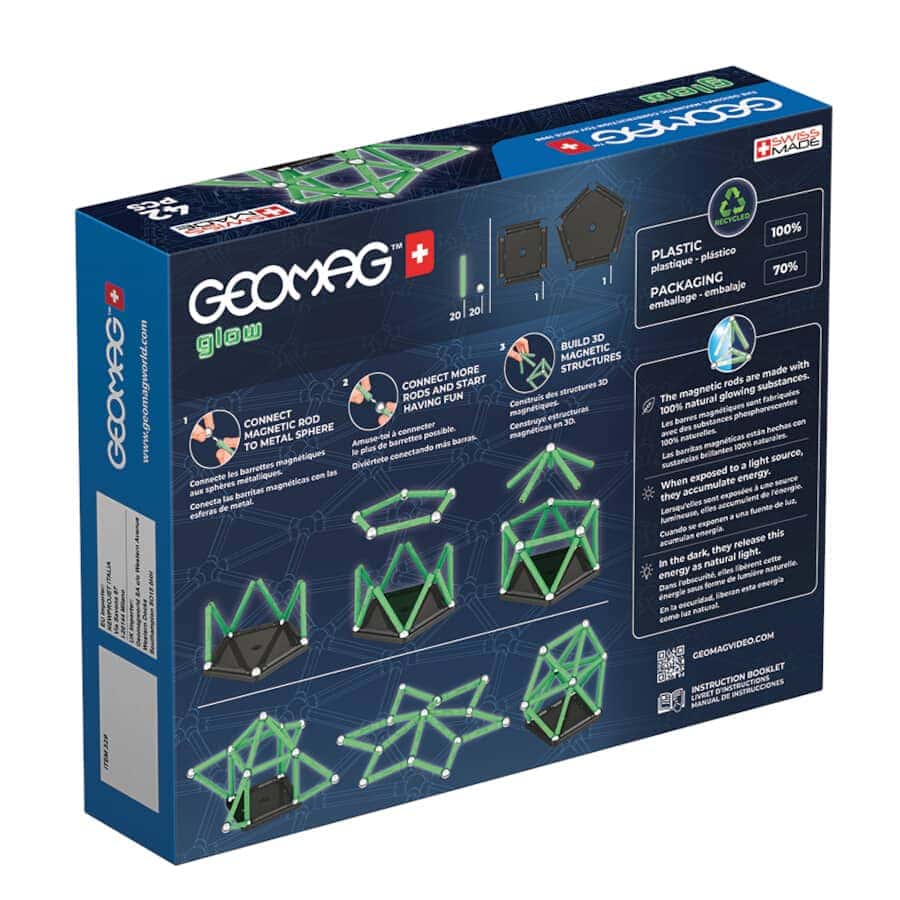 Magnetisches Bauset Geomag Glow recycelt, 42 Teile