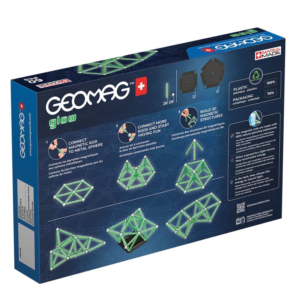 Magnetisches Bauset Geomag Glow recycelt, 60 Teile