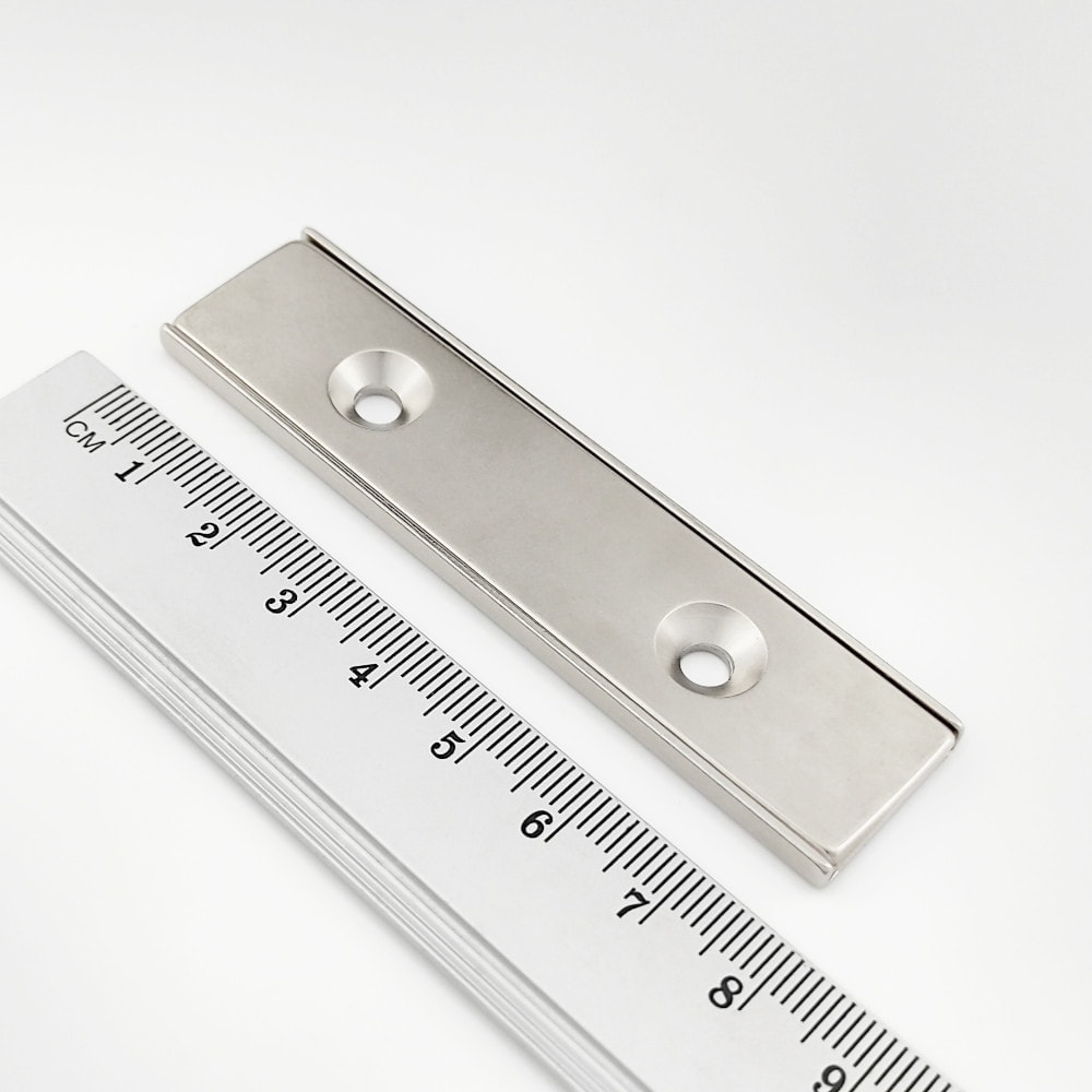 Topfmagnet mit Schraublöchern, 80x20x4 mm